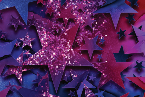 24 Opulent Star Patterns with Glitter for Premium Branding