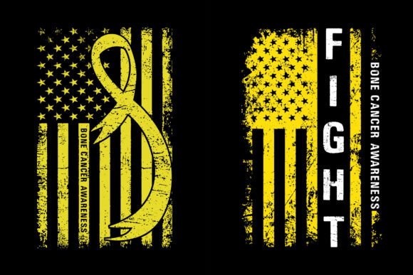 Bone Cancer Awareness USA Flag Design for T-Shirt Designs