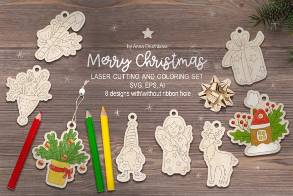 Christmas Coloring Kit Glowforge Laser for Winter Amp