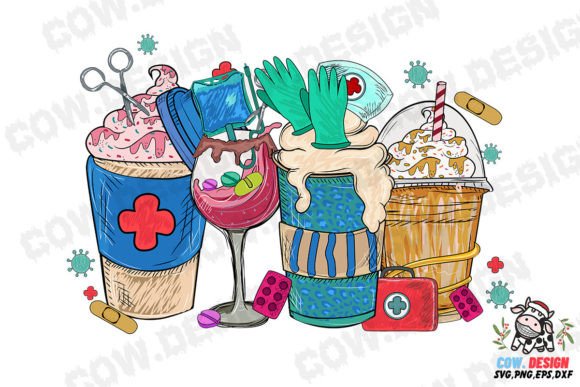 Coffee Latte Drink Nurse Sublimation for Crafts and Creators