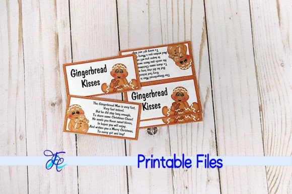 Gingerbread Man Kisses Bag Topper for Print Templates