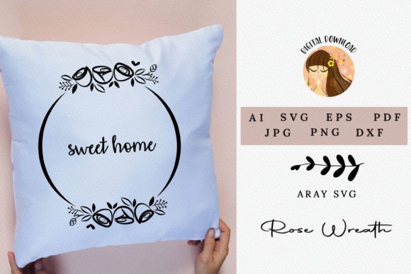 Rose Wreath SVG Monogram Wreath Family for Crafts
