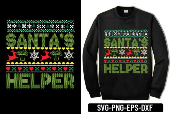 Ugly Sweater - Santa’s Helper for T-Shirt Designs
