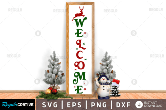 Welcome,Christamas Porch Sign Svg Design for Crafts